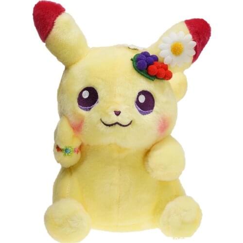 20cm Wreath Pikachued Pokemon Easter Series High Quality Cute Stuffed Toys Soft Plush Embroidered Doll Christmas Gifts For Kid