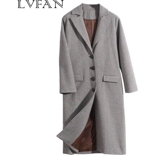 2019 Womens Long Woollen Cloth Windbreaker Double Row Thickened and Loose Leisure OL Commuter Suit In Autumn Winter OCSJ-002