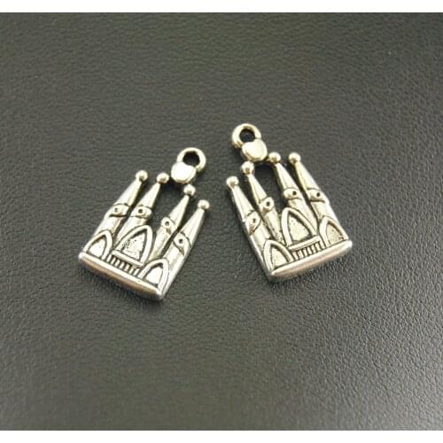 30 pcs Silver Color Castle Charm Diy Jewelry wholesale jewelry accessories 21x11mm A914