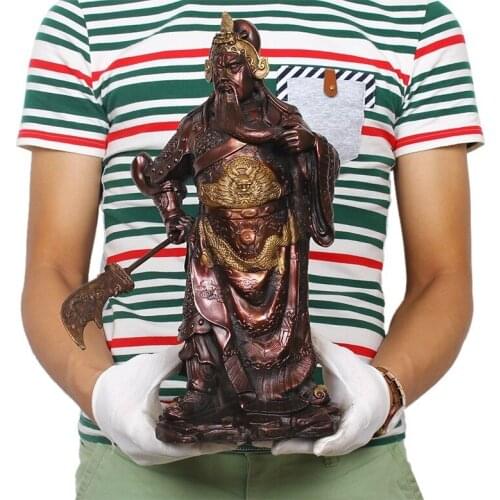 37 CM # 2020 office home shop efficacious Talisman Protection Money Drawing Martial god of wealth guan gong Guandi brass statue