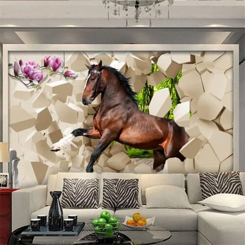 Beibehang 3D living room sofa background wallpaper murals restaurant seamless galloping horse Custom sizes papel de parede