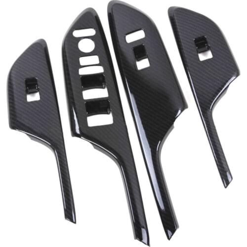 4x Carbon Fiber Style Car Interior Armrest Window Lift Switch Button Cover Trim Bezel For Honda Civic 2016 2017 RHD Accessories