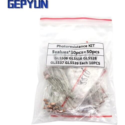 50PCS(5value*10PCS) LDR Photoresistor diy kit for GL5506 GL5516 GL5528 GL5537 GL5539 Gepyun