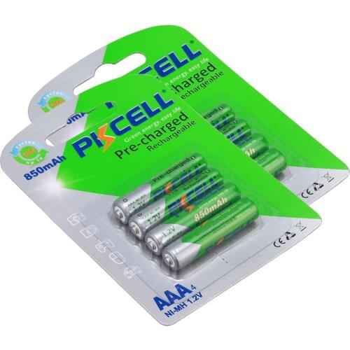 2Pack/8Pcs PKCELL AAA Rechargeable Battery aaa 1.2V Ni-MH 850mAh 3A Rechargeable Batteries For Car Remotes Flashlights