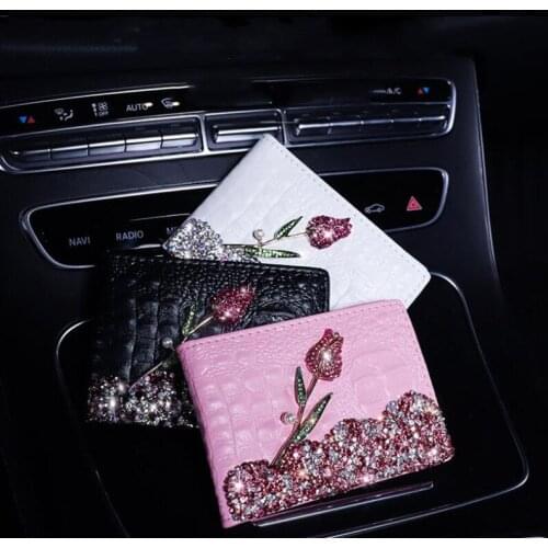 Big sale Korean cute personality lady driving license motorcycle two in one document driver license case bag crystal