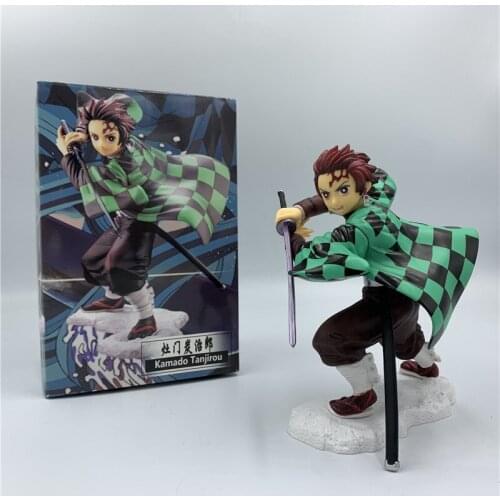 Demon Slayer Kimetsu no Yaiba Kamado Tanjirou Holding Sword Ver. PVC Action Figure Tanjirou Nezuko Model Collection 15cm
