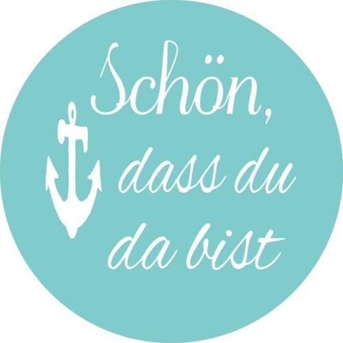 DouxArt 100 Pieces Schon dass du da bist Stickers, 4 cm Colorful Anchor Wedding Decoration Baptism Baby Shower Seals Labels V145