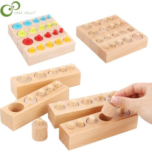 Montessori Cylinder Socket Puzzles Toy Baby Development Practice And SensesPreschool Educational Wooden Toys For Children