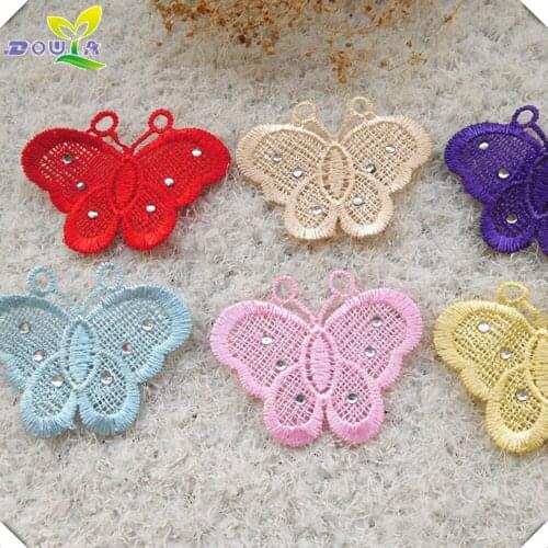 Hot water soluble color embroidery butterfly Decal DIY children clothes hair accessories material small flowers