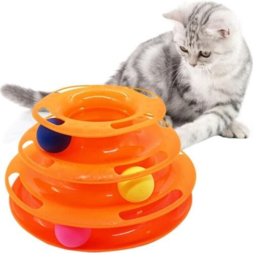 Cat Toy Pet Three Levels Tower Tracks Disc Cat Intelligence Amusement Triple Disc Cat Toys Ball Training Amusement Plate