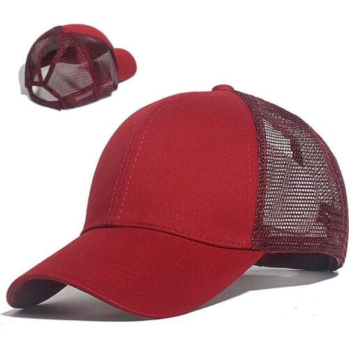 High Quality Womens Quick Dry Cap Ponytail Cap Messy Bun Baseball Caps Canvas Solid Adjustable Casual Mesh Snapback Sun Hats