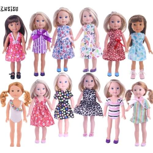 Doll Clothes Dress With Bowknot Decoration Leopard For 14.5 Inch Wellie Wishers For Generation Girl`s Toy Christmas Accessories