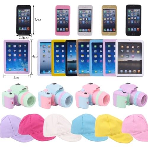 Mini Tablet + Camera + Hat + Phone For 18 Inch American&43 Cm Baby Doll Accessories,Generation,Birthday Christmas Girls Gifts