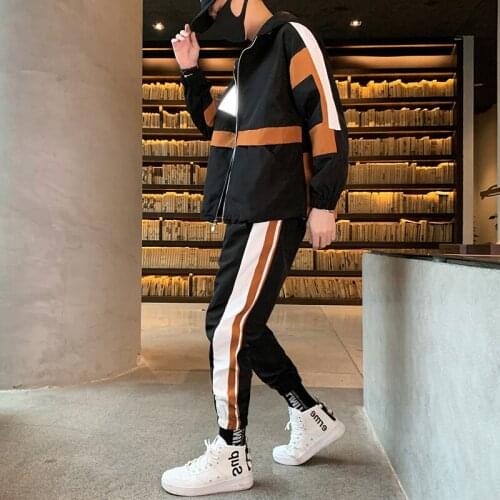 Fashion Autumn Spring Sporting Suit Sweatshirt + Sweatpants Mens Clothing 2 Pieces Slim Tracksuit 2020 Brand New Men Sets