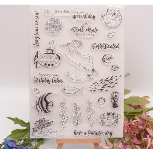 Marine life Clear Stamps Silicone Seal for DIY Scrapbooking Card Rubber Stamps Making Photo Album Handemade Crafts Decoration
