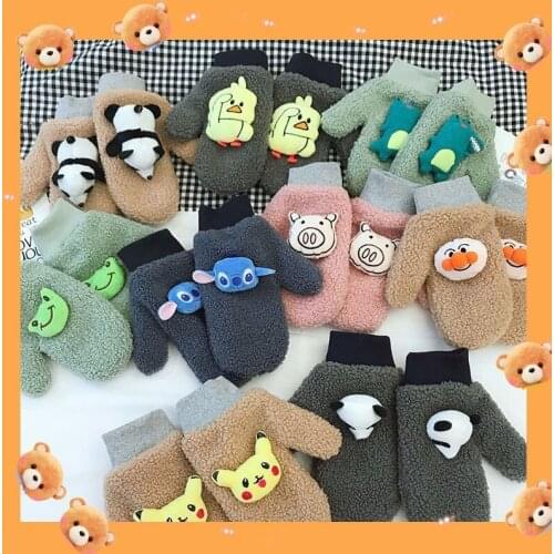 Cartoon Adults Glove 2021 Winter New Fashion Thick and Velvet Girls And Boys Skin-friendly Comfortable and Warm Cute Gloves Hot