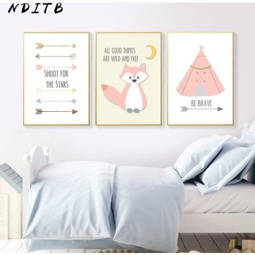 NDITB Tribe Cartoon Canvas Posters Nursery Quotes Prints Wall Art Painting Nordic Kids Decoration Pictures Baby Bedroom Decor