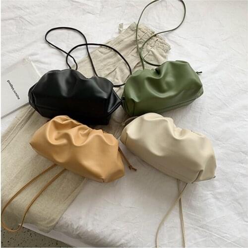 2021 New Women Handbag Ladies Dumplings Package Simple Solid Color Fashion Soft PU Leather Shoulder Messenger Bag Purse Girl