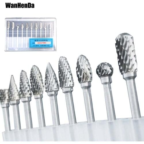 New 10pcs Dremel Carbide Burrs Drill Bit Set Rotary Burr Micro Drill Bits for Metal Woodworking Carving Tool Glass Diamond 3x6mm