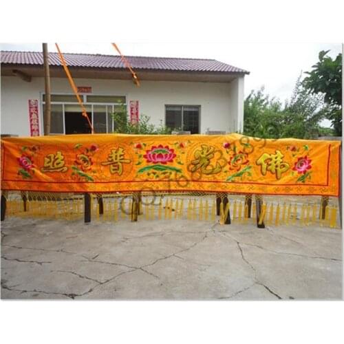 Supplies Buddhist 1 2 3 Meter Three-dimensional Convex Word Float Streamer Handmade Embroidery Lotus Temple Decoration