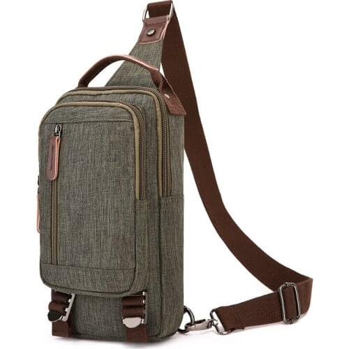 Retro fashion waterproof chest bag portable leisure sports shoulder bag wear-resistant canvas vertical square male chest bag