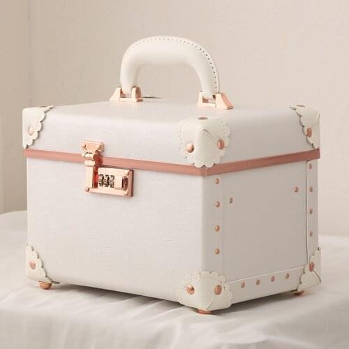 Luxury Womens Cute Makeup Artist Beauty Vanity Case Storage Organizer Box Password Medium Suitcase Professional Cosmetic Bag