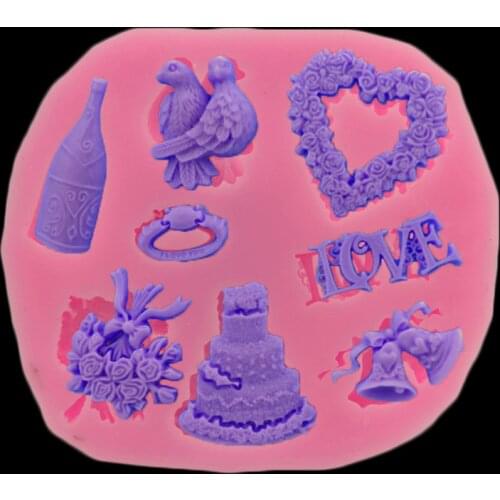 Christmas Bell Animal Love Bird Shape 3d Silicone Cake Decoration Tool Square Candy Mold Christmas Baking Clay Diy Mold