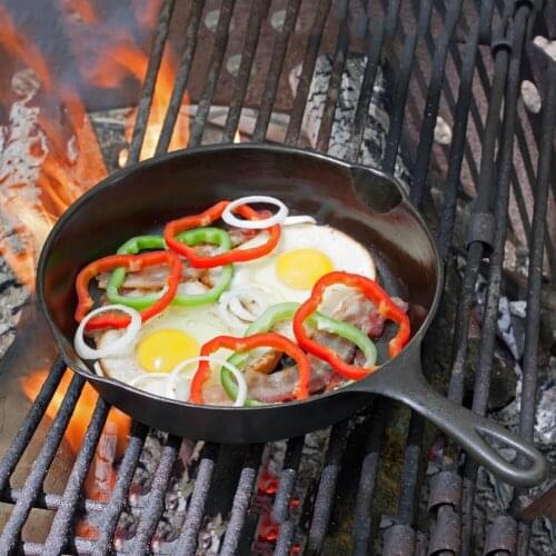 Outdoor Camping Frying Pan Cast Iron Mini Portable Hiking Picnic Backpacking Steak Frypan Camp Cooking Supplies