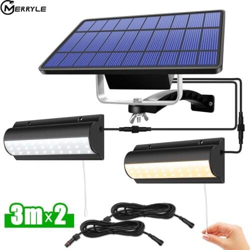 Solar Outdoor Garden Light Household Indoor Induction lights Waterproof One for Two Lighting Pull Cord Switch Wall Lamps