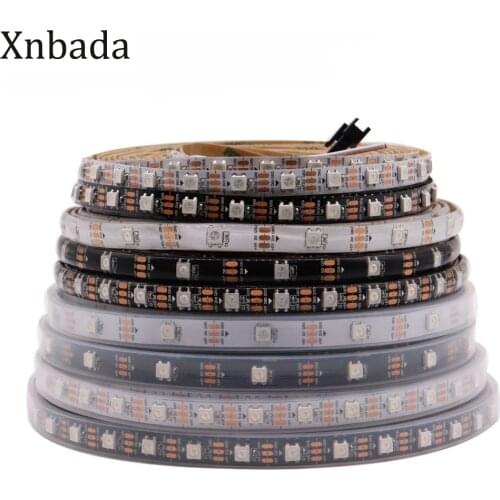 WS2812B Led Strip 30/60/74/96/144 leds/m WS2812 Black/White PCB IP30/65/67 Smart RGB Led Light Strip DC5V 1M 2M 3M 4M 5M