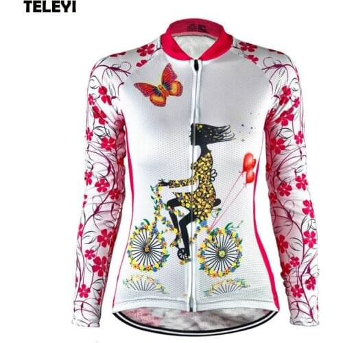 TELEYI Team Womens Outdoor Sports Ropa Ciclismo Bike Cycling Jersey Top Bicycle Long Sleeve Outfits Jacket S-4XL