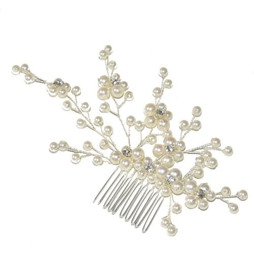 Pearl Side Comb Alloy Hair Ornament Handmade Ancient Style Bridal Hair Piece Hair Accessories for Women and Girls LXH