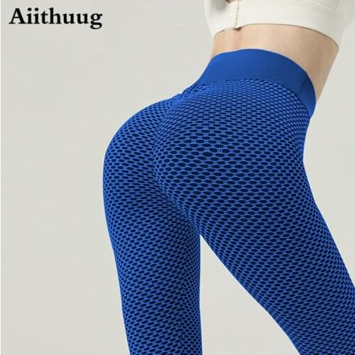 Aiithuug Womens High Waisted Yoga Pants Butt Lifting Stretchy Leggings Anti Cellulite Yoga Pants Bubble Tights Stretch Pants