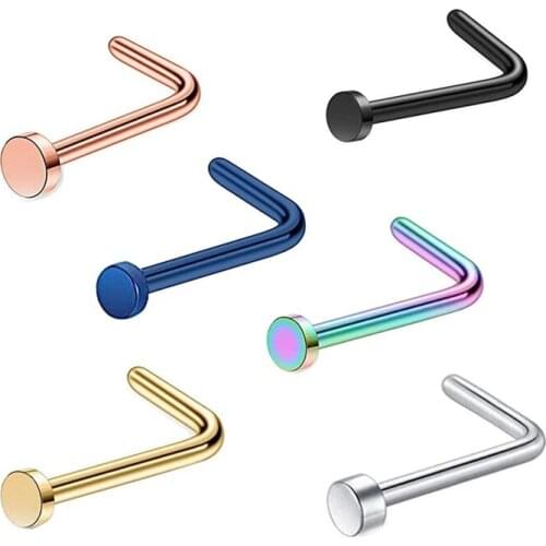 1Pc Surgical Steel Nose Stud Hooks Piercing L-Style Nose Ring Cartilage Earrings Tragus Piercing Body Jewelry For Women