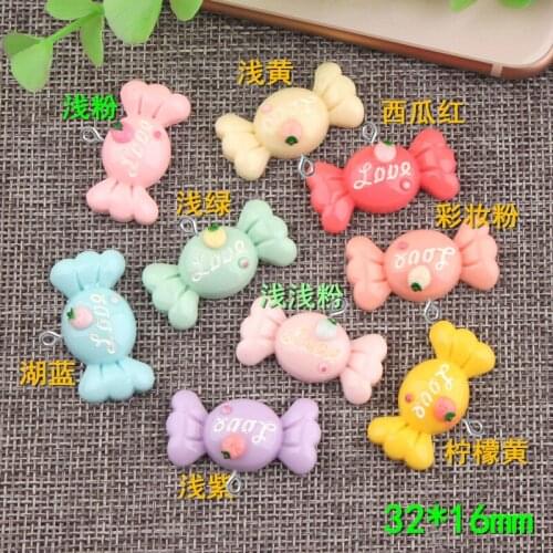 10pcs 32X16MM DIY Resin love sweet sugar candy charms flatback kawaii cabochon sticker craft jewelry making ornament decoration