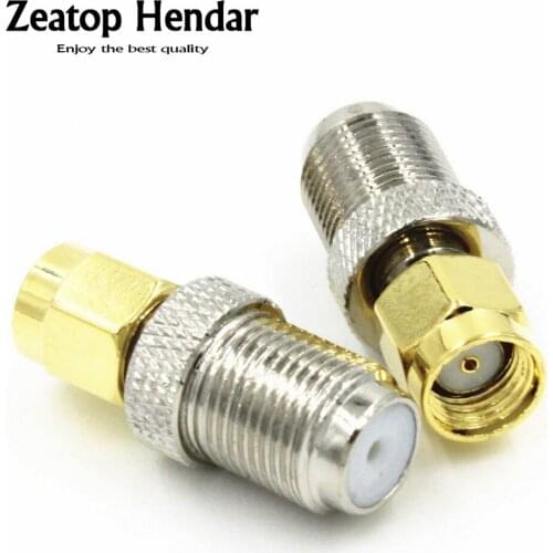 10Pcs Brass Gold Plated F Type Female to SMA Male or RP-SMA Male Jack RF Coaxial Plug Adapter Straight Connector