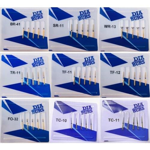 10Pcs Dental Golden Diamond Burs High Speed Handpiece Grinding Cutting 5pcs/Card