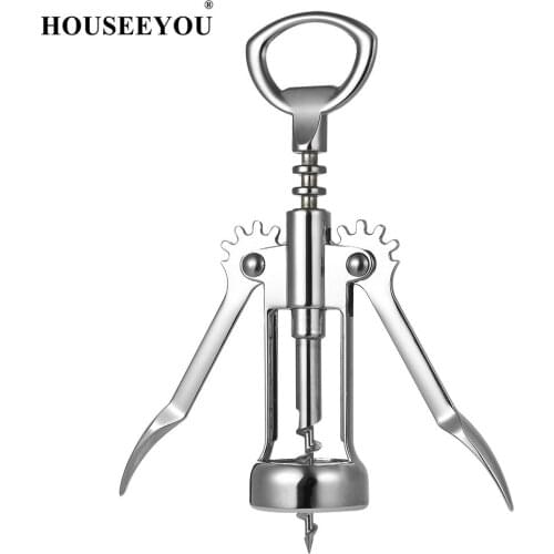 2 in 1 Zinc Alloy Wine Winged Corkscrews Beer Bottle Opener Openors for Home Kitchen Restaurant Bar Tools Silver