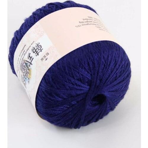 3ballsx50g New Soft Hand Cotton Lace Wool Yarn Crochet Shawl Scarf Knitting Navy 16124-3