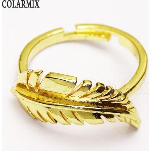 8 piece Metal Feather rings Open Simple jewelry Rings jewelry rings Gold color rings Gift for women jewelry Gift 51327