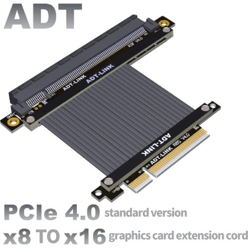 ADT-Link PCIE x8 Extension Cable Adapter x16 PCI-e 4.0 Riser U2 8x To 16x GTX1080Ti RX5700xt Graphics Card ETH Mining Extender