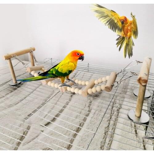 Wooden Parrot Perches Stand Toys Swing Climbing Ladder Toy Parakeet Cockatiel Lovebirds Finches Playground Bird Supplies C42