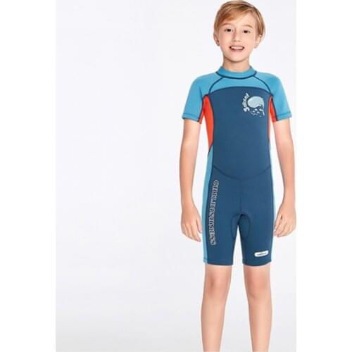 Boys Wetsuit S/S Full Suit 2mm Neoprene Swimsuit UV Protection Keep Warm Surfing Diving Suit Back Zip Kids for Water Sports