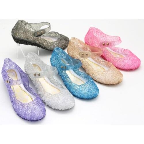 Disney Childrens Sandals 2021 New Trend Kids Crystal Jelly Sandals Princess Frozen Elsa Cosplay Party Dance Shoes For Girls