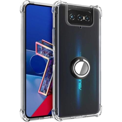 For Zenfone 7 ZS670KS Metal Ring Shockproof Airbag Soft TPU Reinforced Corners Cover For Asus Zenfone 7 ZS670KS 7 Pro ZS671KS