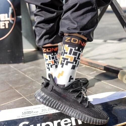 Cotton Man Socks Soft Breathable Elasticity Long Socks Casual Fashion Retro Wild Street Cool Spring Summer New Cartoon Pattern