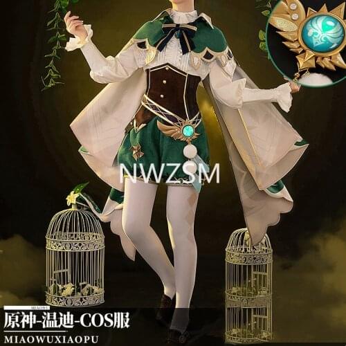Game Genshin Impact cos Clothes Monde wind god Babatos Wendy Cospaly male animation full set costumes for women