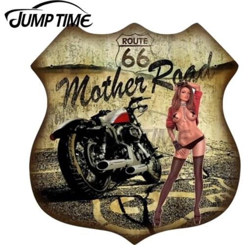 JumpTime 13 x 11.8cm Route 66 Sexy Pin Up Rockabilly Design Car Stickers Repair Car Decal Suitable For VAN ATV Laptop Decoration