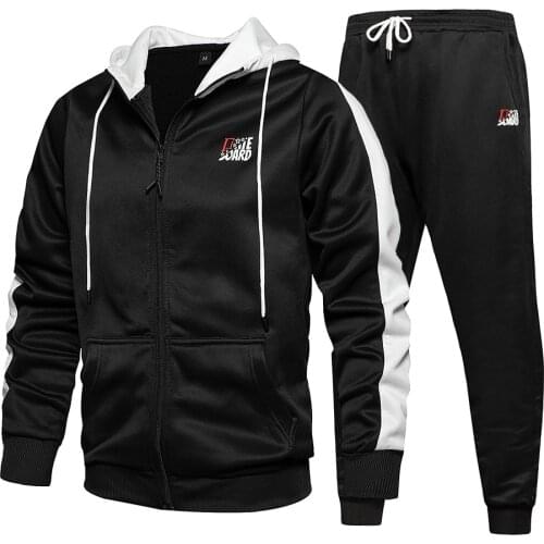 Autumn Winter Mens Set Tops Zipper Cap Hoodies+Pant Outdoor Sportsuit Tracksuits 2 Piece Sets Male Streetswear Jogging Suit
