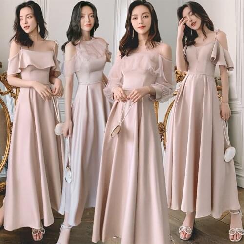 Bridesmaids Dresses Illusion Off The Shoulder O-Neck Lace Floor-Length A-Line Full Vintage Tulle Women Wedding Party Gown E183
